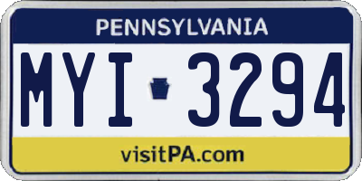 PA license plate MYI3294