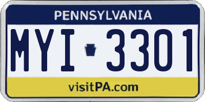 PA license plate MYI3301