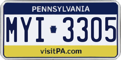 PA license plate MYI3305