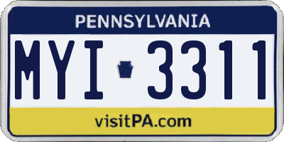 PA license plate MYI3311