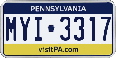 PA license plate MYI3317