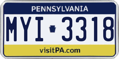 PA license plate MYI3318