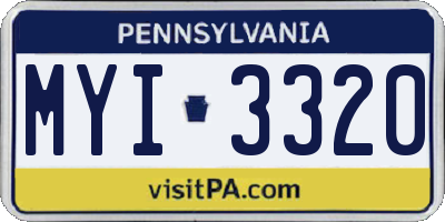 PA license plate MYI3320