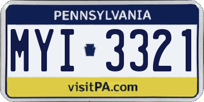PA license plate MYI3321