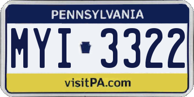 PA license plate MYI3322