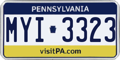 PA license plate MYI3323