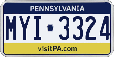 PA license plate MYI3324