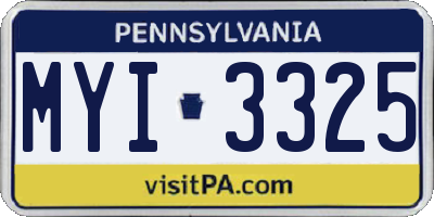PA license plate MYI3325