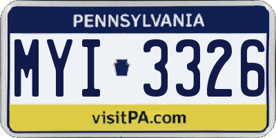 PA license plate MYI3326
