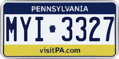 PA license plate MYI3327