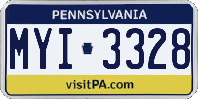 PA license plate MYI3328
