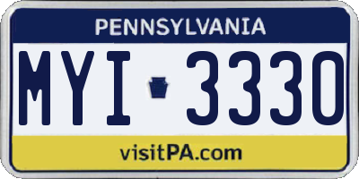 PA license plate MYI3330