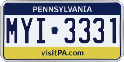 PA license plate MYI3331