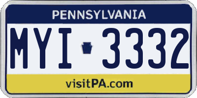 PA license plate MYI3332