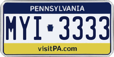 PA license plate MYI3333