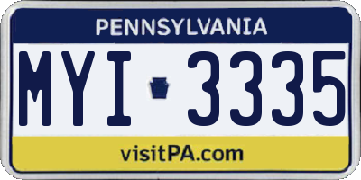 PA license plate MYI3335