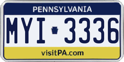 PA license plate MYI3336