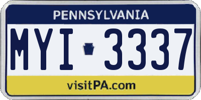 PA license plate MYI3337