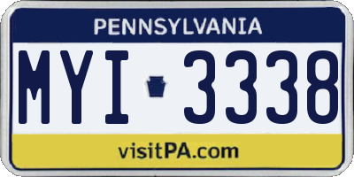 PA license plate MYI3338