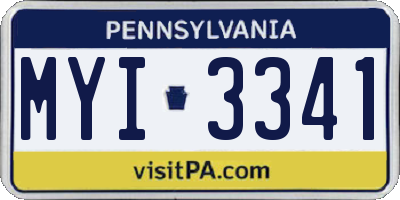 PA license plate MYI3341