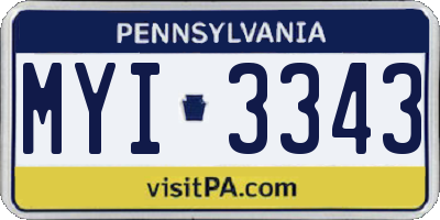 PA license plate MYI3343