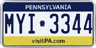 PA license plate MYI3344