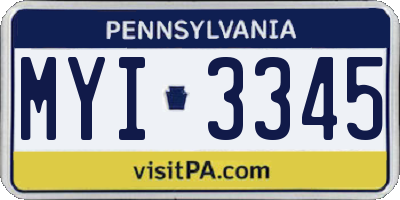 PA license plate MYI3345