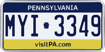 PA license plate MYI3349