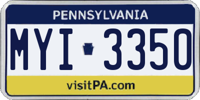 PA license plate MYI3350