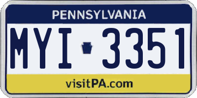 PA license plate MYI3351