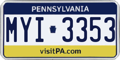 PA license plate MYI3353