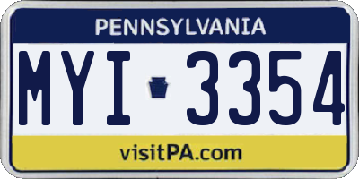 PA license plate MYI3354