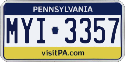 PA license plate MYI3357