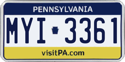 PA license plate MYI3361