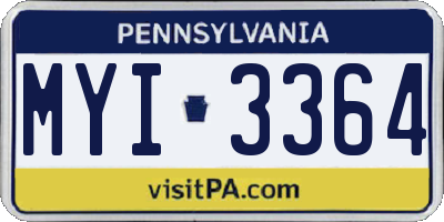 PA license plate MYI3364