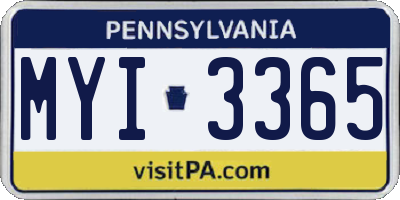 PA license plate MYI3365