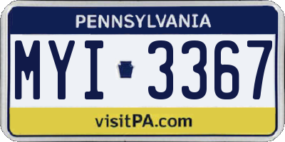 PA license plate MYI3367