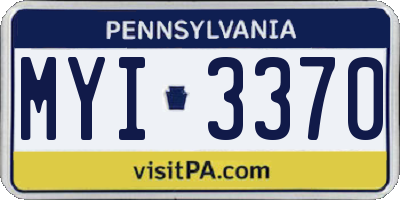 PA license plate MYI3370