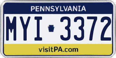 PA license plate MYI3372