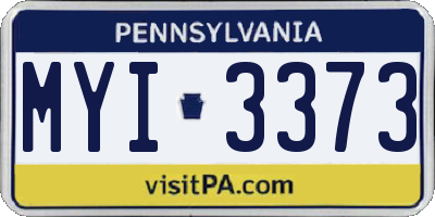 PA license plate MYI3373
