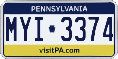 PA license plate MYI3374