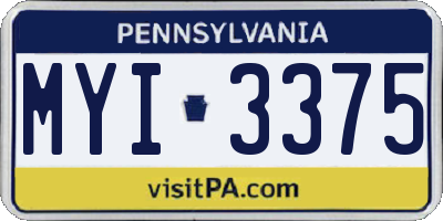 PA license plate MYI3375