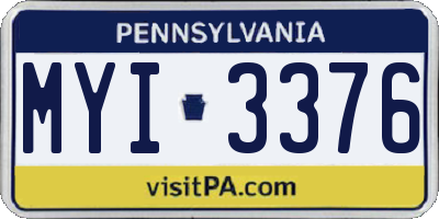 PA license plate MYI3376