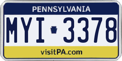 PA license plate MYI3378