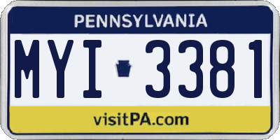 PA license plate MYI3381