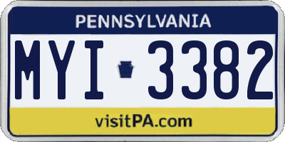 PA license plate MYI3382