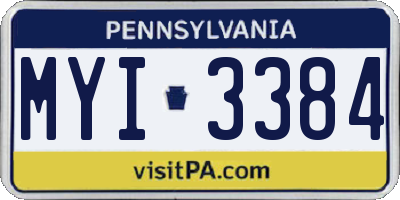 PA license plate MYI3384