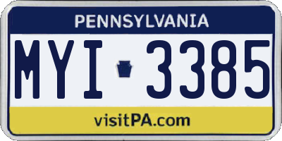 PA license plate MYI3385