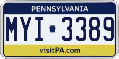 PA license plate MYI3389