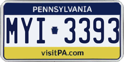 PA license plate MYI3393